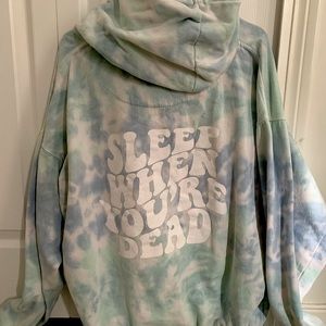 barstool sports “sleep when your dead” blue/green tye dye hoodie